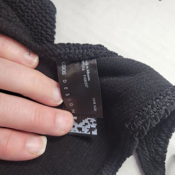 Asos Design Black Textured Adjustable Side Tie Bikini Bottom Swimwear - Picture 4 of 7